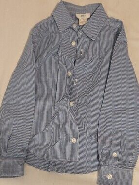 Kids Boss Blue & White Pinstripe Dress Shirt